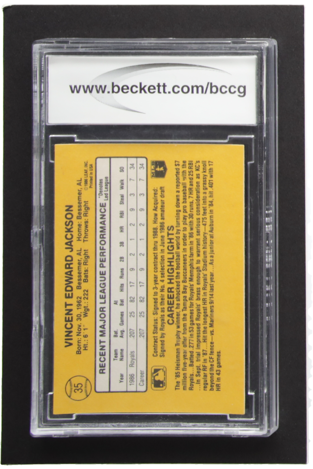 Bo Jackson 1987 Donruss #35 RC (BCCG 10) at PristineAuction.com Bo Jackson 1987 Donruss #35 RC (BCCG 10) at PristineAuction.com
