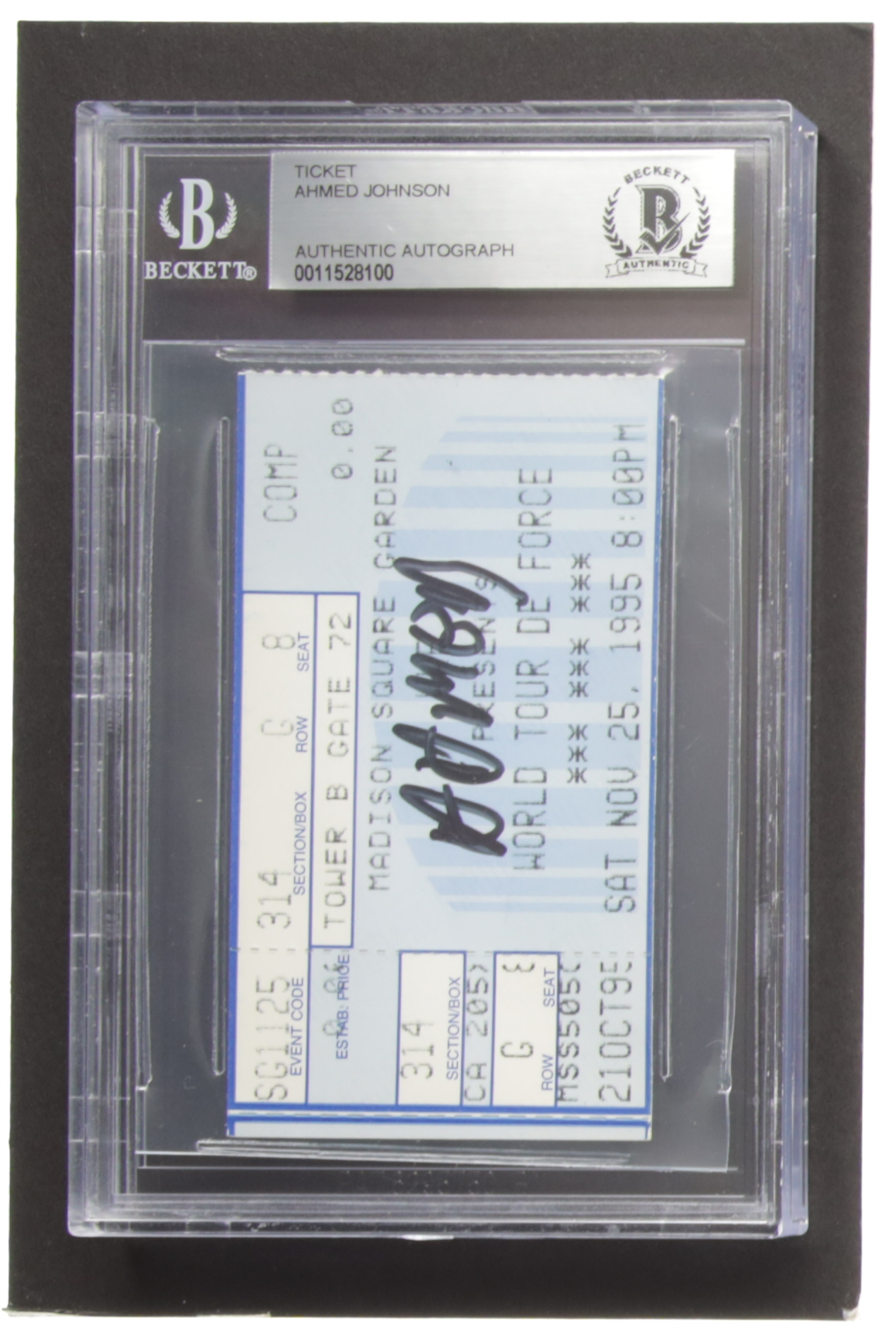 Ahmed Johnson Signed 1995 WWF World Tour de Force Ticket Stub (BGS) at PristineAuction.com Ahmed Johnson Signed 1995 WWF World Tour de Force Ticket Stub (BGS) at PristineAuction.com