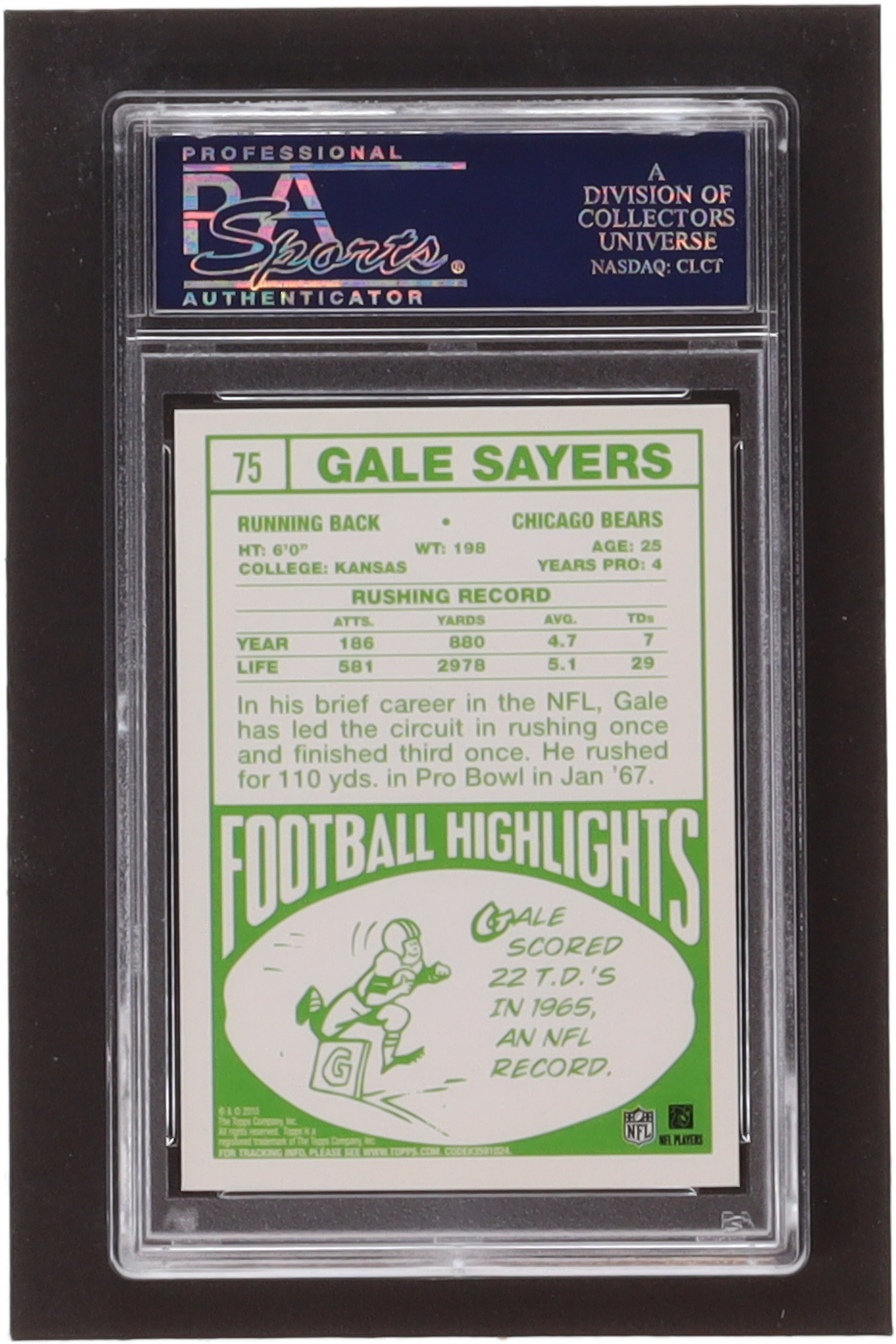 Gale Sayers Signed 2010 Topps Chrome Anniversary Reprints (PSA) at PristineAuction.com Gale Sayers Signed 2010 Topps Chrome Anniversary Reprints (PSA) at PristineAuction.com