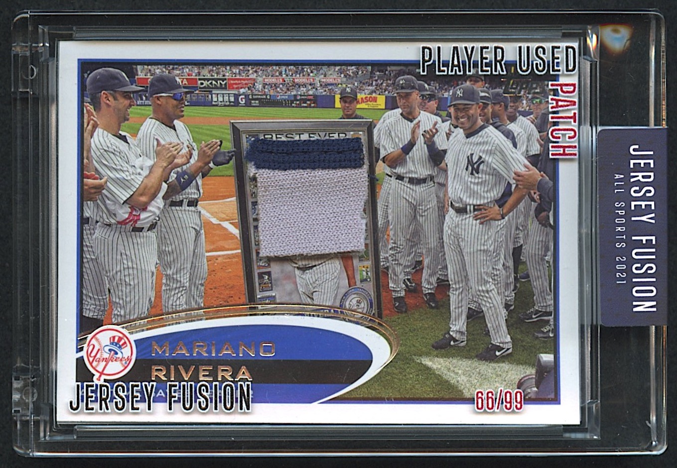 Mariano Rivera 2021 Jersey Fusion Game Used Jersey Patch Relic #JF-MR96 #66/99 at PristineAuction.com Mariano Rivera 2021 Jersey Fusion Game Used Jersey Patch Relic #JF-MR96 #66/99 at PristineAuction.com