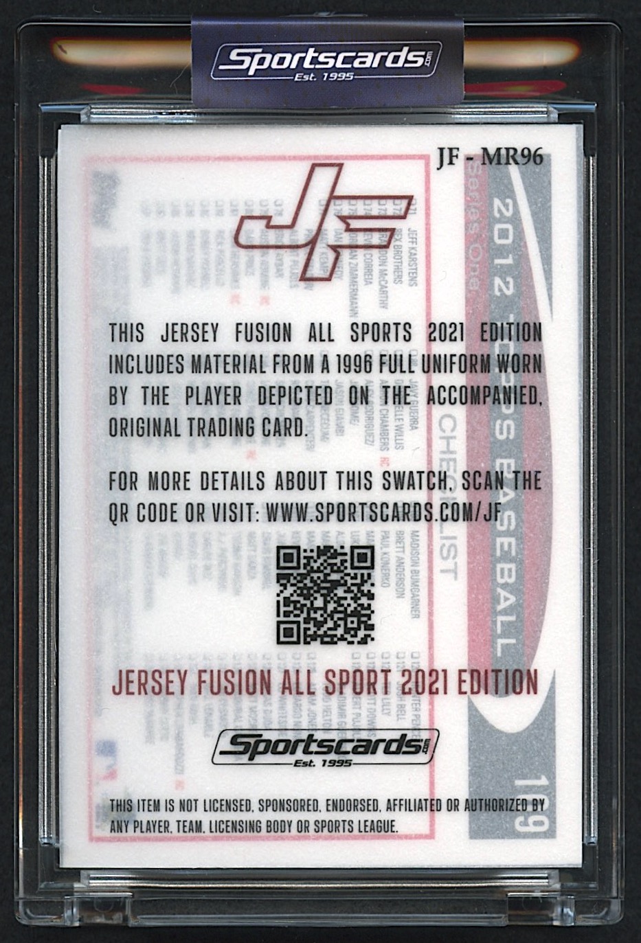 Mariano Rivera 2021 Jersey Fusion Game Used Jersey Patch Relic #JF-MR96 #66/99 at PristineAuction.com Mariano Rivera 2021 Jersey Fusion Game Used Jersey Patch Relic #JF-MR96 #66/99 at PristineAuction.com