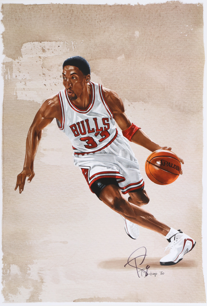 Tony Santiago - Scottie Pippen - Bulls 13x19 Signed Lithograph (PA COA) at PristineAuction.com Tony Santiago - Scottie Pippen - Bulls 13x19 Signed Lithograph (PA COA) at PristineAuction.com