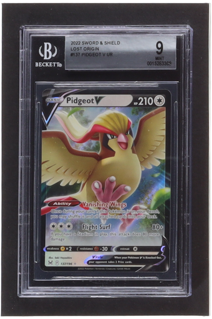 Pidgeot V 2022 Pokemon Sword and Shield Lost Origin #137 (BGS 9) at PristineAuction.com Pidgeot V 2022 Pokemon Sword and Shield Lost Origin #137 (BGS 9) at PristineAuction.com