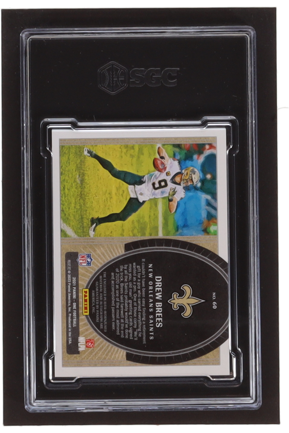 Drew Brees 2021 Panini One Blue #60 JSY AU #07/15 (SGC 8.5) at PristineAuction.com Drew Brees 2021 Panini One Blue #60 JSY AU #07/15 (SGC 8.5) at PristineAuction.com