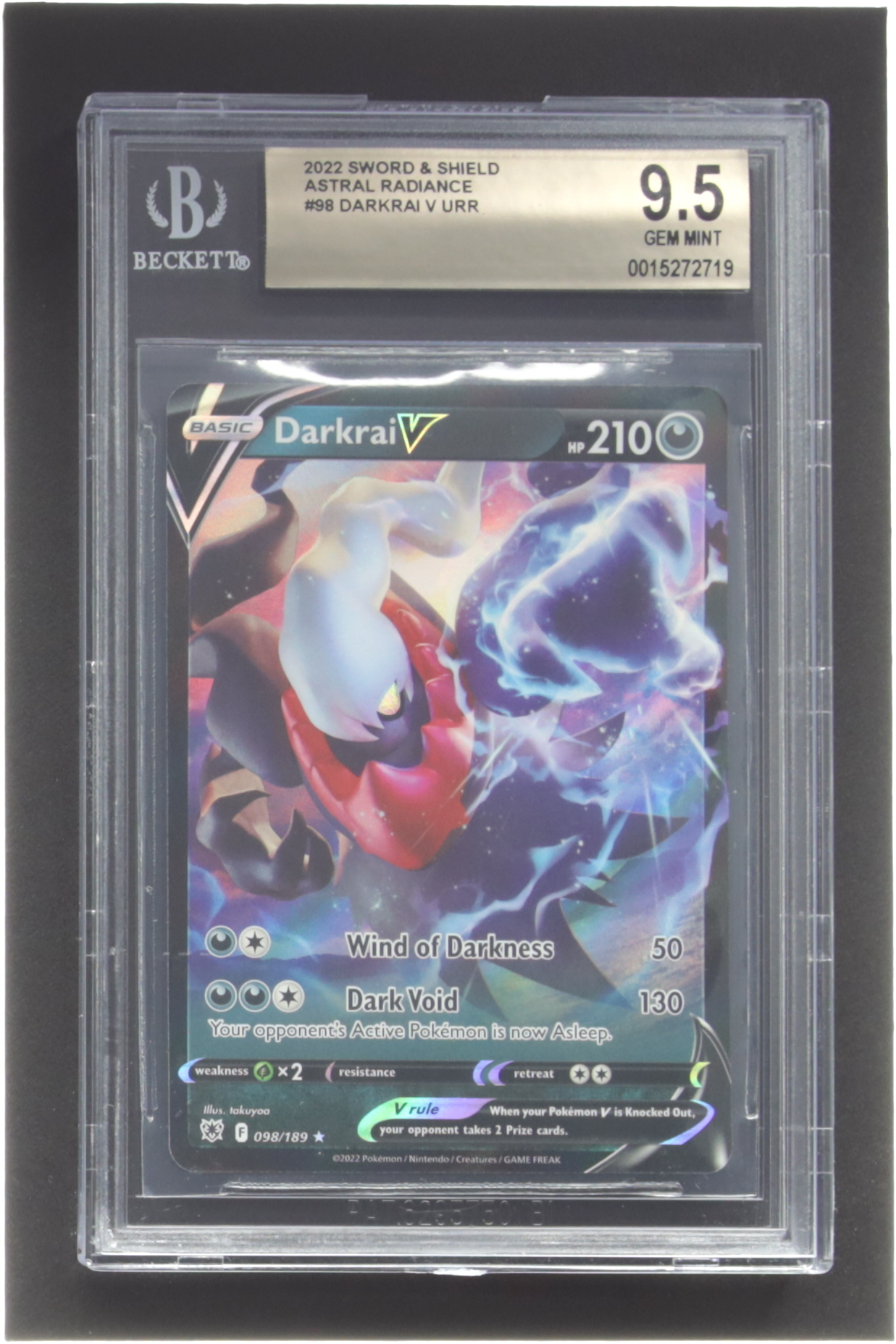 Darkrai V URR 2022 Pokemon Sword and Shield Astral Radiance #98 (BGS 9.5) at PristineAuction.com Darkrai V URR 2022 Pokemon Sword and Shield Astral Radiance #98 (BGS 9.5) at PristineAuction.com