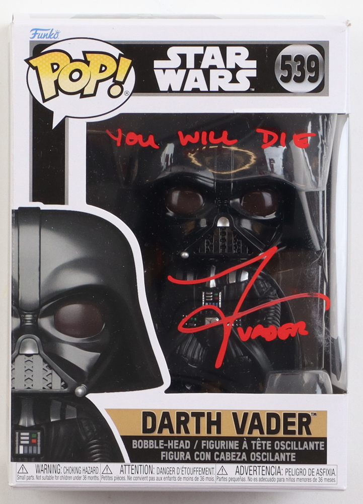 Tom O'Connell Signed "Star Wars" #539 Darth Vader Funko Pop! Vinyl Figure Inscribed "You Will Die" (Beckett) at PristineAuction.com Tom O'Connell Signed "Star Wars" #539 Darth Vader Funko Pop! Vinyl Figure Inscribed "You Will Die" (Beckett) at PristineAuction.com