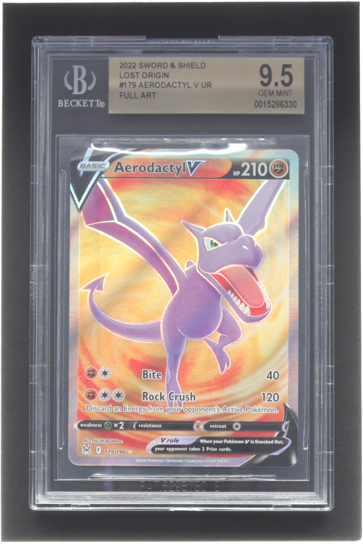 Aerodactyl V UR Full Art 2022 Pokemon Sword and Shield Lost Origin #179 (BGS 9.5) at PristineAuction.com Aerodactyl V UR Full Art 2022 Pokemon Sword and Shield Lost Origin #179 (BGS 9.5) at PristineAuction.com