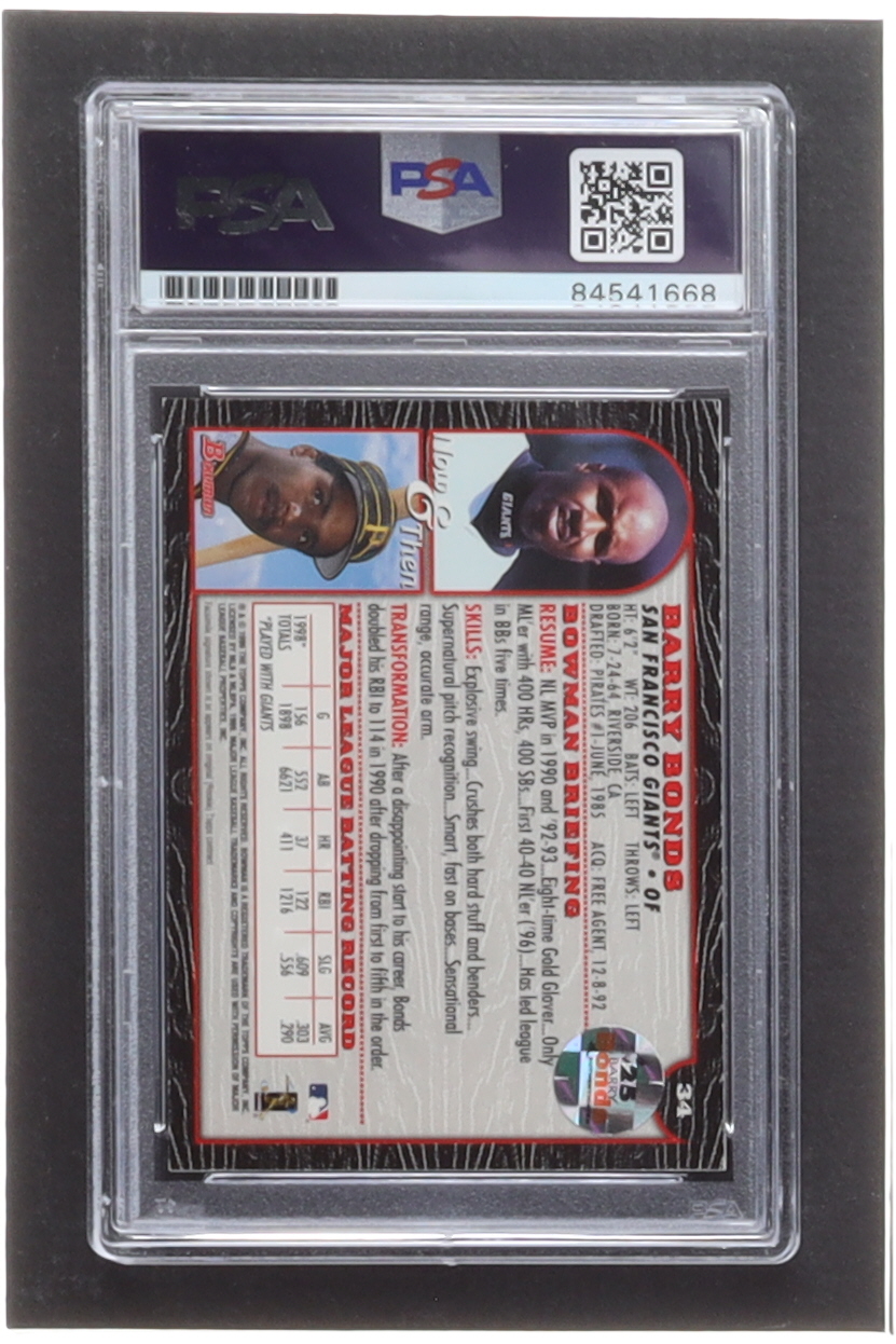 Barry Bonds Signed 1999 Bowman #34 (PSA) at PristineAuction.com Barry Bonds Signed 1999 Bowman #34 (PSA) at PristineAuction.com
