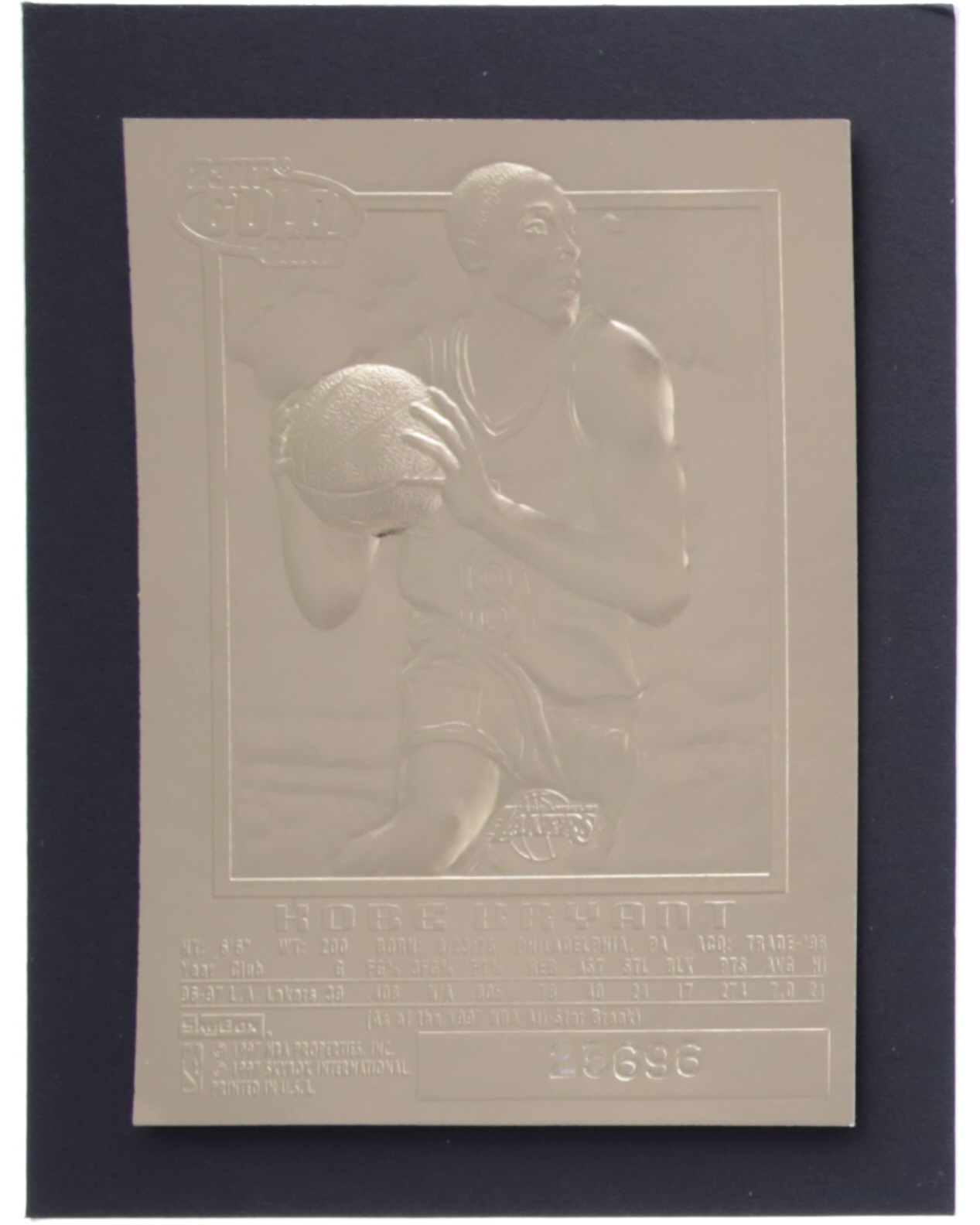 Kobe Bryant 1996-97 Skybox EX 2000 Purple Signature 23KT Gold RC #23653 at PristineAuction.com Kobe Bryant 1996-97 Skybox EX 2000 Purple Signature 23KT Gold RC #23653 at PristineAuction.com