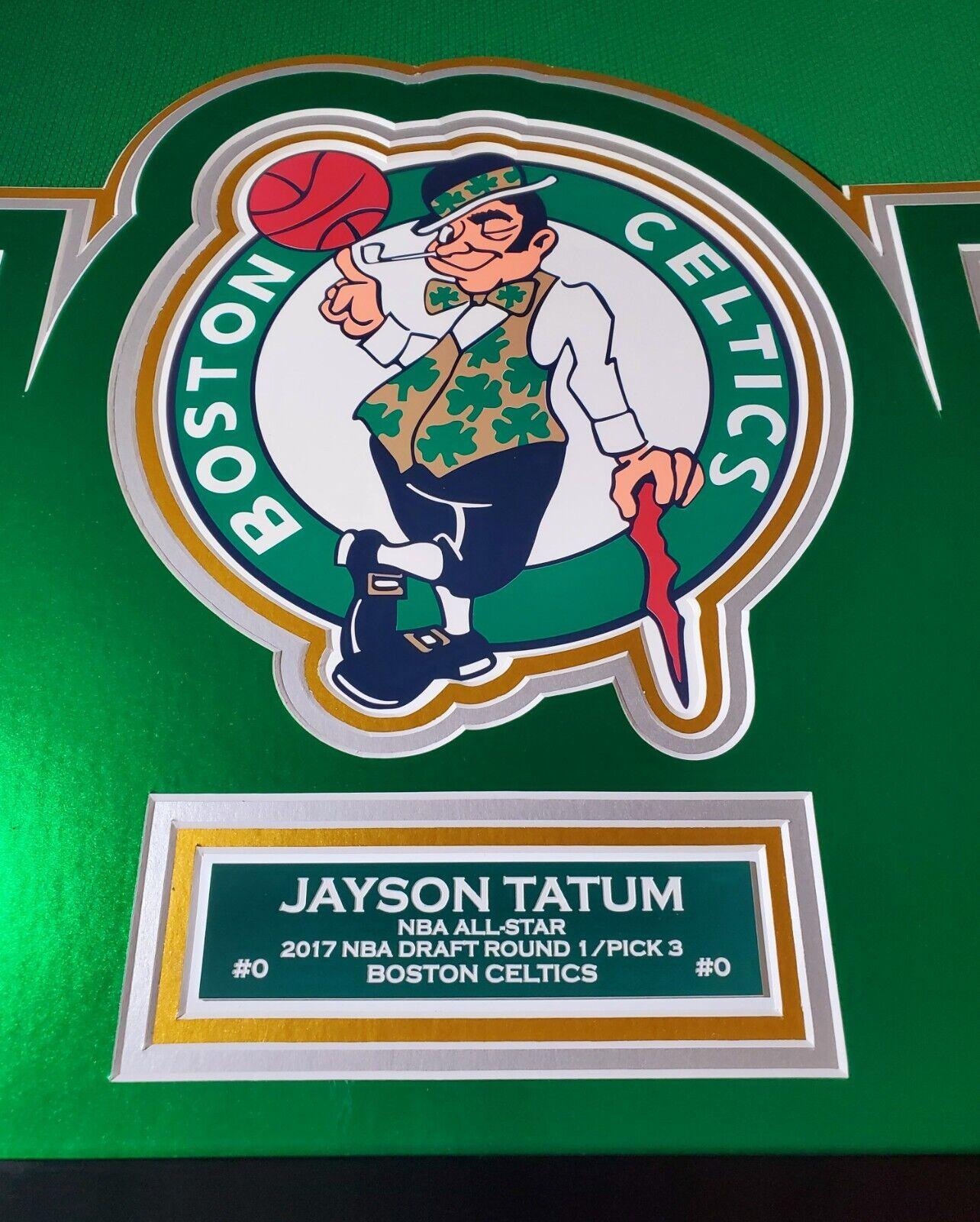 Jayson Tatum Signed Celtics Custom Framed Jersey Display with LED Backlit Display Inscribed "Mamba Mentality" with 2017 Panini Status #128 & 2017 Panini NBA Hoops #253 (Fanatics) at PristineAuction.com Jayson Tatum Signed Celtics Custom Framed Jersey Display with LED Backlit Display Inscribed "Mamba Mentality" with 2017 Panini Status #128 & 2017 Panini NBA Hoops #253 (Fanatics) at PristineAuction.com
