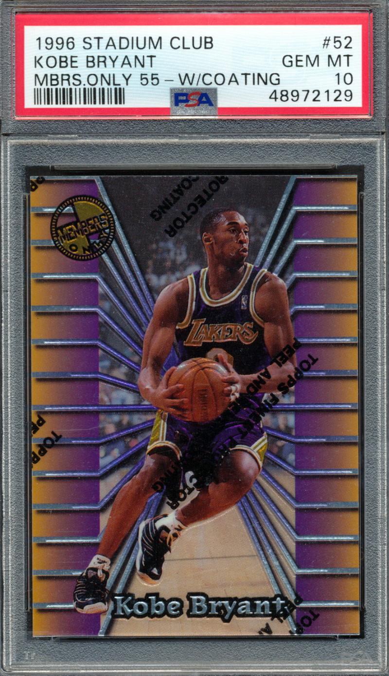 Kobe Bryant 1996 Stadium Club Members Only #52 RC (PSA 10) at PristineAuction.com Kobe Bryant 1996 Stadium Club Members Only #52 RC (PSA 10) at PristineAuction.com