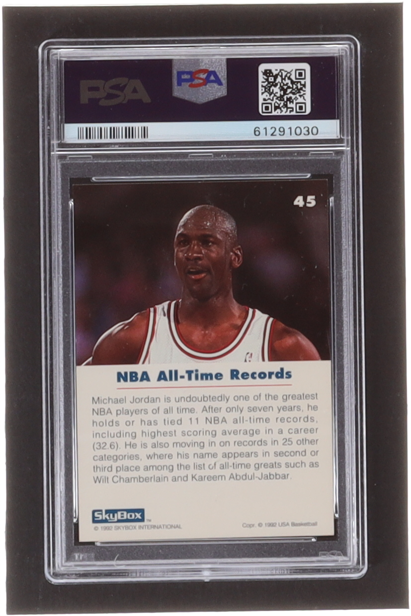 Michael Jordan 1992 SkyBox USA #45 / NBA All-Time Records (PSA 9) at PristineAuction.com Michael Jordan 1992 SkyBox USA #45 / NBA All-Time Records (PSA 9) at PristineAuction.com