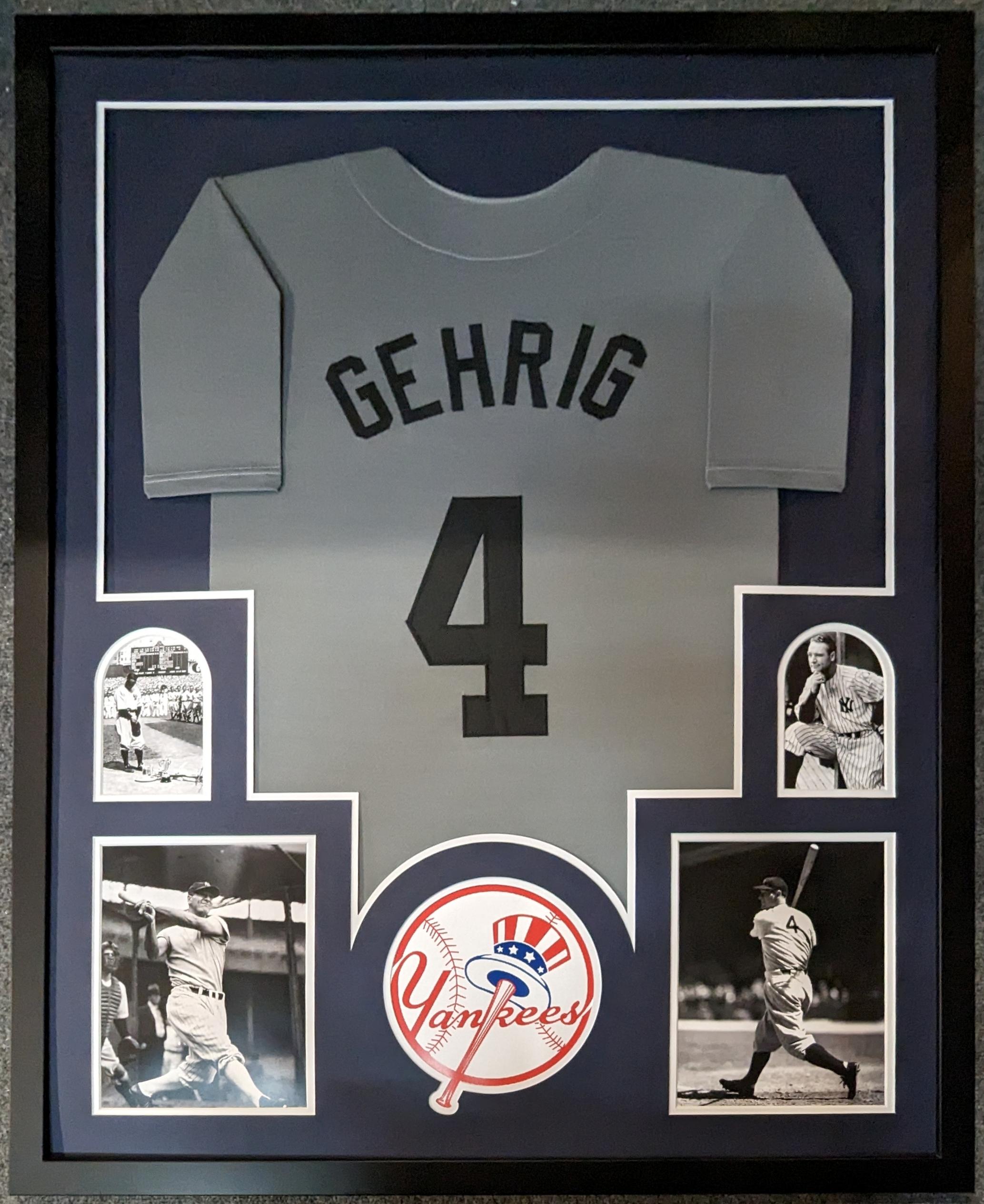 Lou Gehrig Unsigned Custom Framed Jersey Display at PristineAuction.com Lou Gehrig Unsigned Custom Framed Jersey Display at PristineAuction.com