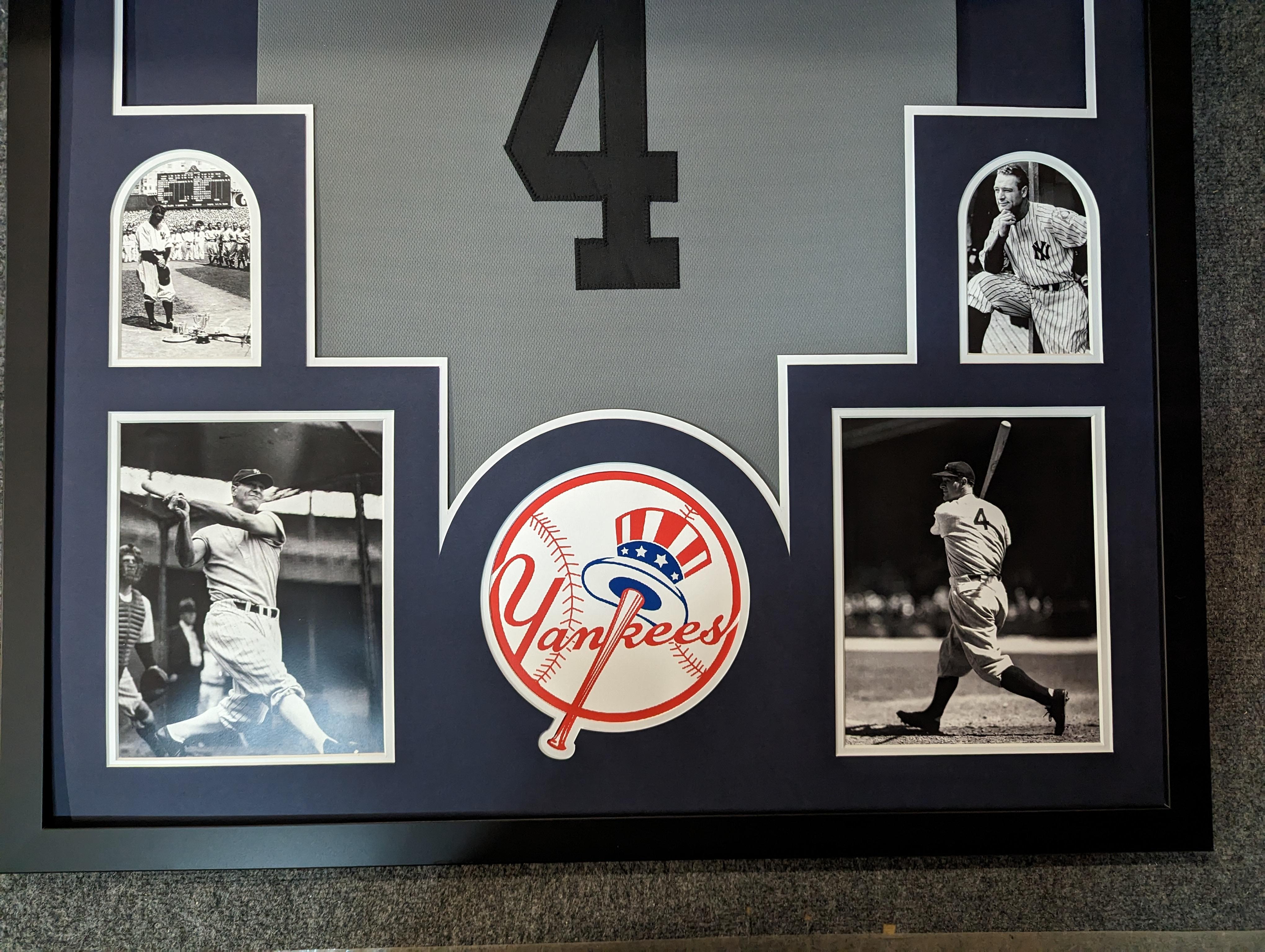 Lou Gehrig Unsigned Custom Framed Jersey Display at PristineAuction.com Lou Gehrig Unsigned Custom Framed Jersey Display at PristineAuction.com