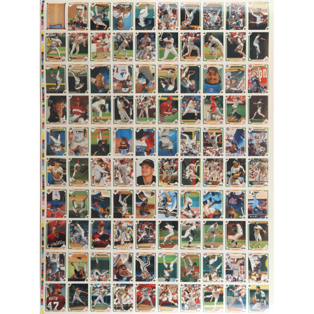 1991 Upper Deck Uncut Baseball Card Sheet of (100) Cards Pristine Auction