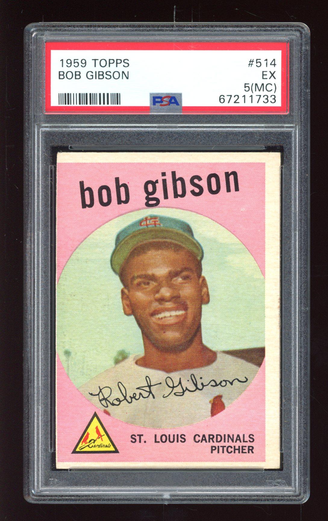 Bob Gibson 1959 Topps #514 RC (PSA 5) (MC) at PristineAuction.com Bob Gibson 1959 Topps #514 RC (PSA 5) (MC) at PristineAuction.com