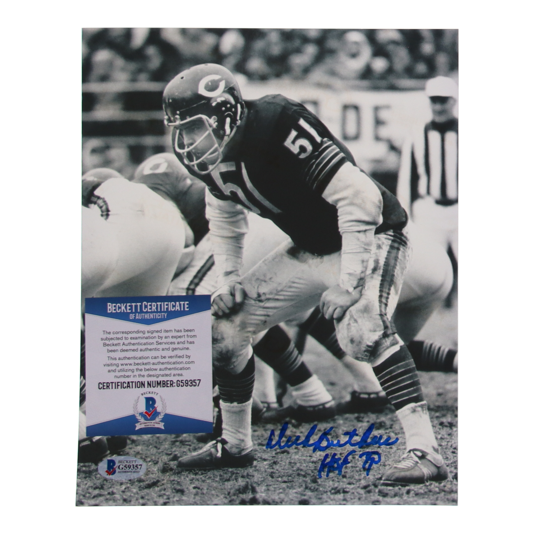 Dick Butkus Signed Bears 8x10 Photo Inscribed "HOF 79" (Beckett) at PristineAuction.com Dick Butkus Signed Bears 8x10 Photo Inscribed "HOF 79" (Beckett) at PristineAuction.com