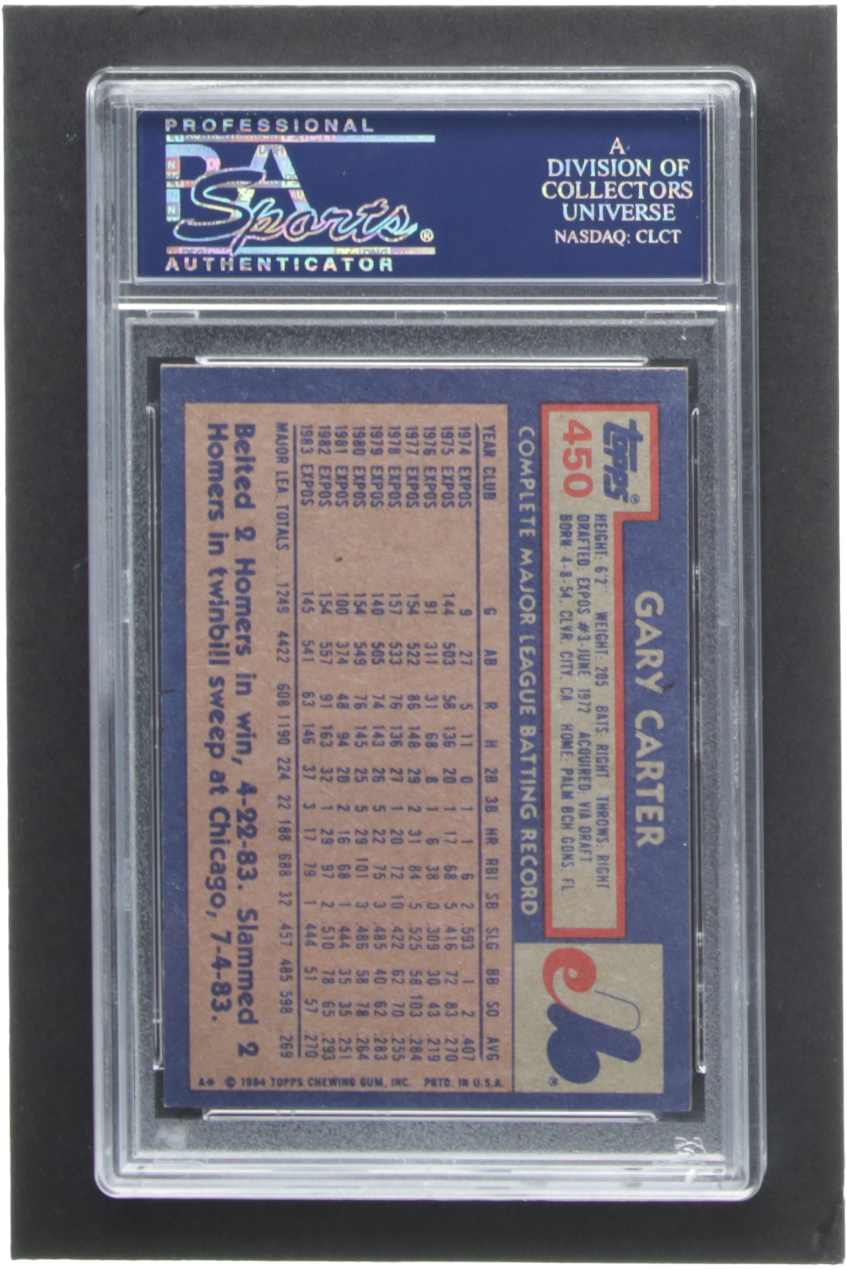 Gary Carter Signed 1984 Topps #450 Inscribed "HOF 2003" (PSA) at PristineAuction.com Gary Carter Signed 1984 Topps #450 Inscribed "HOF 2003" (PSA) at PristineAuction.com