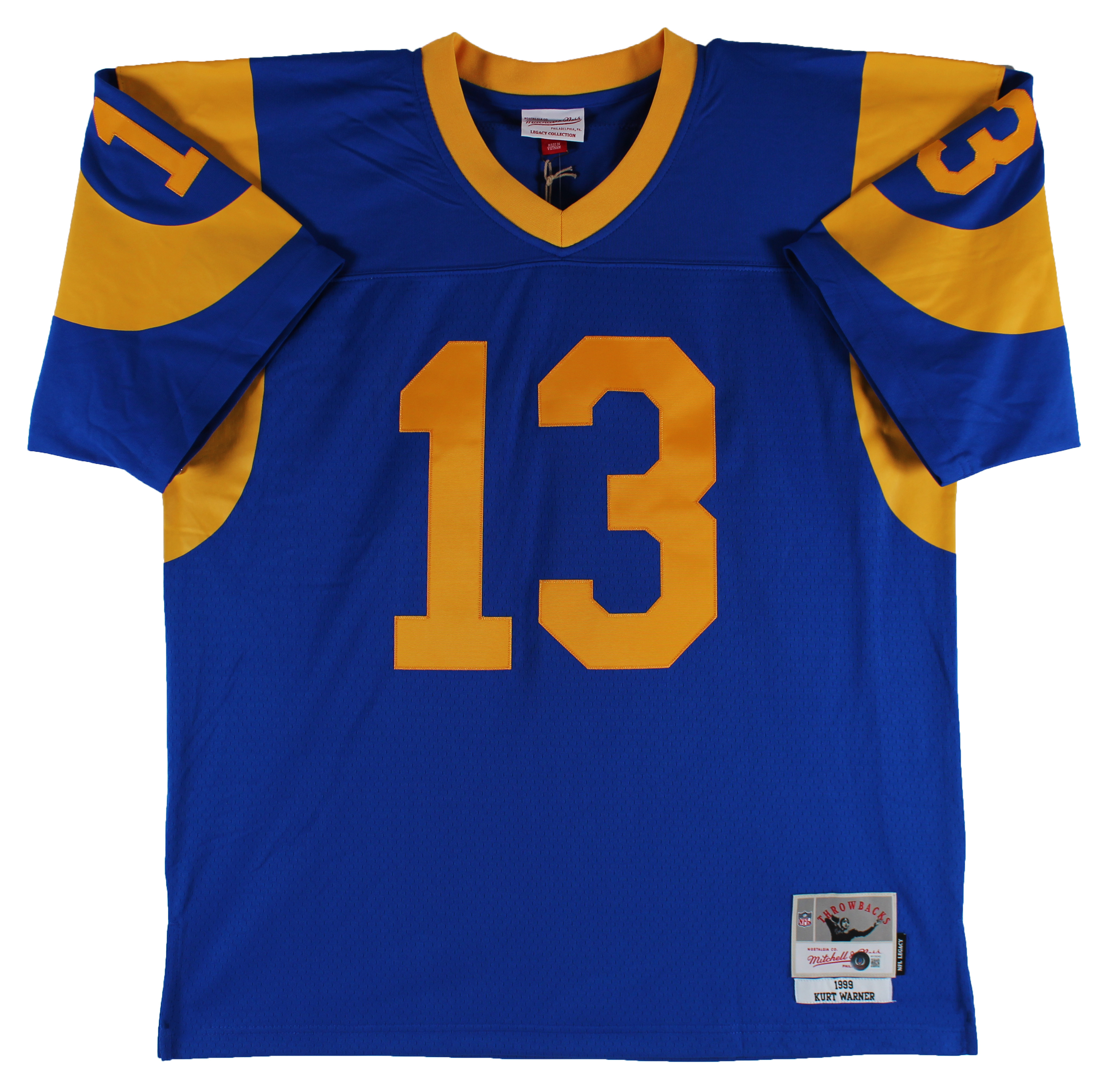 Kurt Warner Signed Mitchell & Ness Rams Jersey Inscribed "HOF 17" & "SB XXXIV MVP" (Beckett) at PristineAuction.com Kurt Warner Signed Mitchell & Ness Rams Jersey Inscribed "HOF 17" & "SB XXXIV MVP" (Beckett) at PristineAuction.com