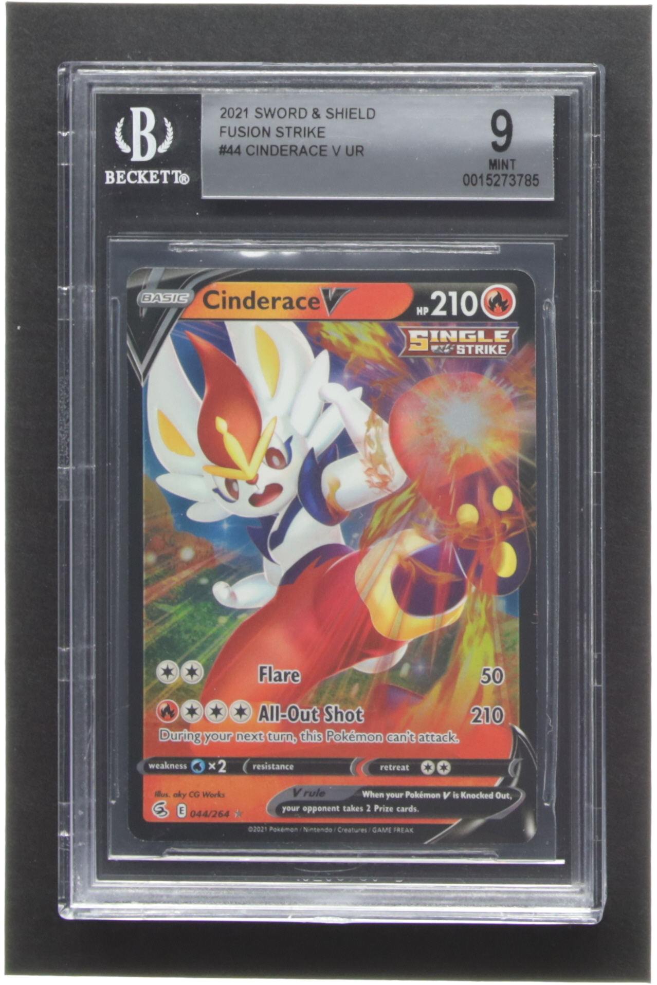 Cinderace V Pokemon 2021 Fusion Strike #44 (BGS 9) at PristineAuction.com Cinderace V Pokemon 2021 Fusion Strike #44 (BGS 9) at PristineAuction.com