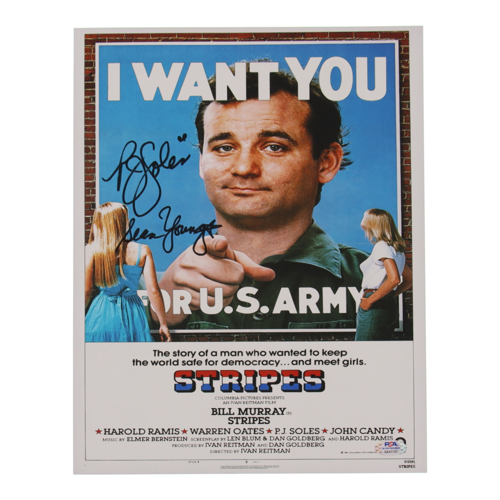 sean-young-p-j-soles-signed-stripes-11x14-movie-poster-photo-psa