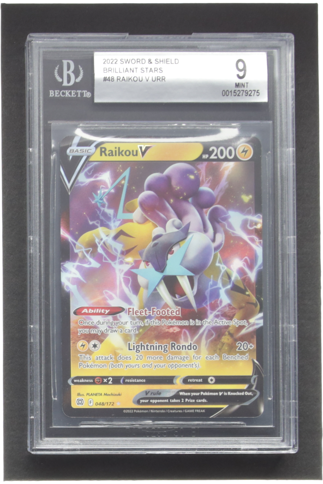 Raikou V Pokemon 2022 Brilliant Stars #48 (BGS 9) at PristineAuction.com Raikou V Pokemon 2022 Brilliant Stars #48 (BGS 9) at PristineAuction.com