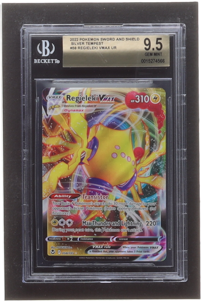 Regieleki VMAX 2022 Pokemon Sword and Shield Silver Tempest #58 (BGS 9.5) at PristineAuction.com Regieleki VMAX 2022 Pokemon Sword and Shield Silver Tempest #58 (BGS 9.5) at PristineAuction.com