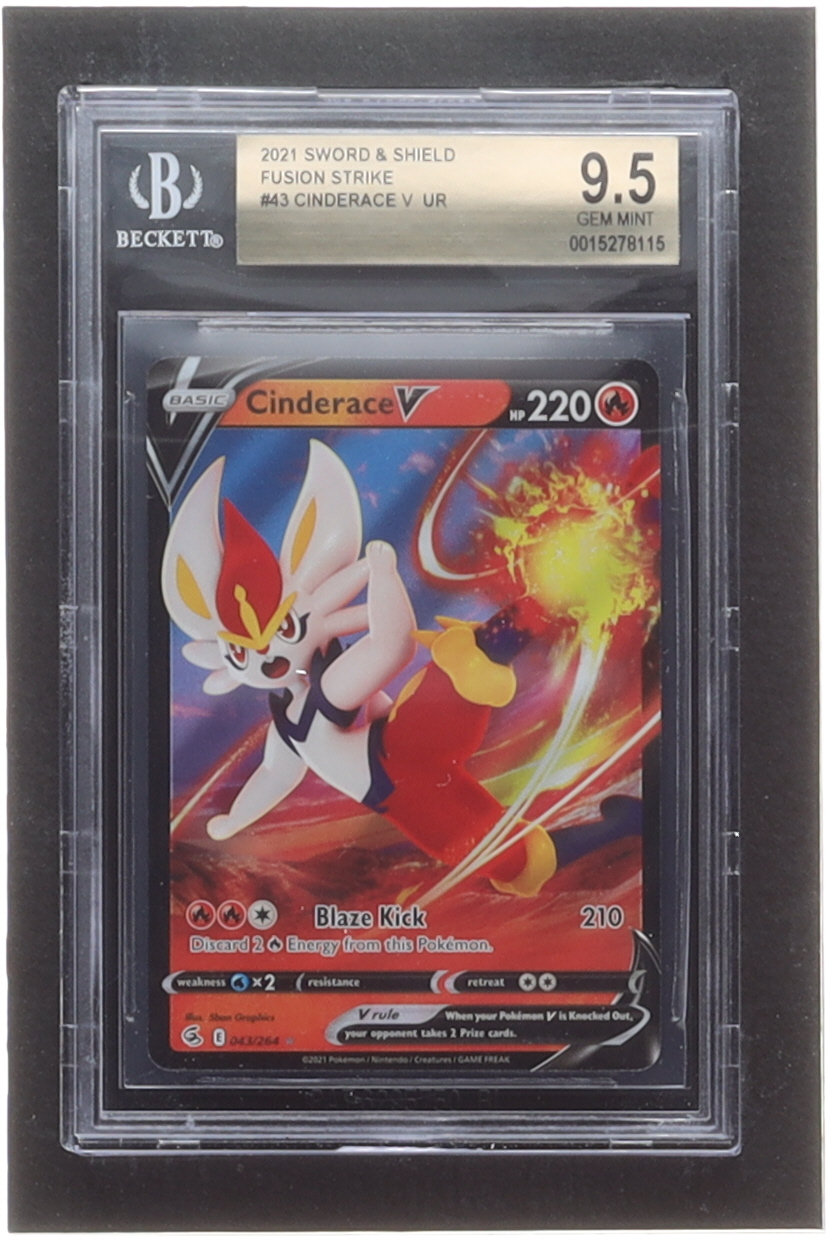 Cinderace V 2021 Pokemon Sword and Shield Fusion Strike #43 (BGS 9.5) at PristineAuction.com Cinderace V 2021 Pokemon Sword and Shield Fusion Strike #43 (BGS 9.5) at PristineAuction.com