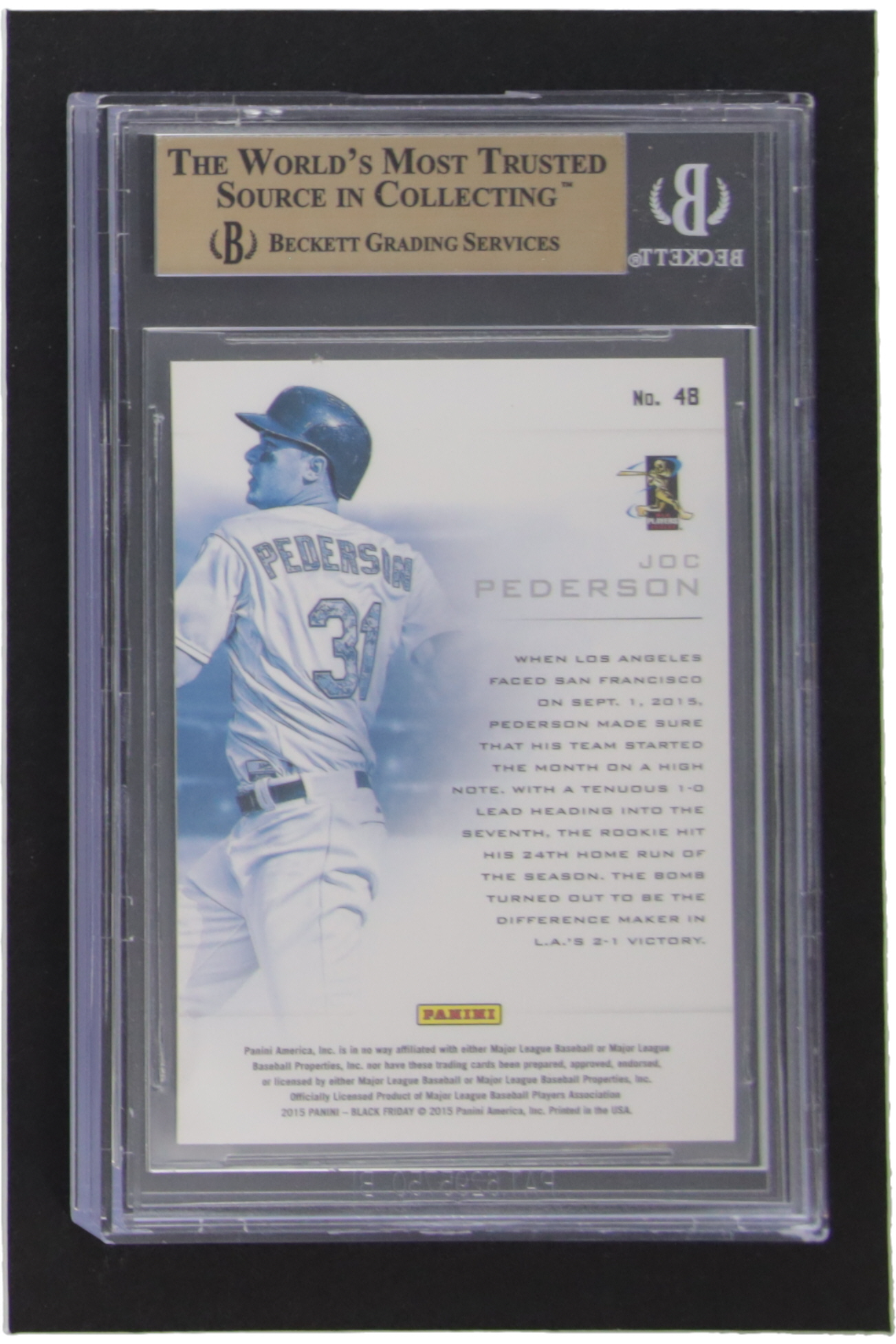 Joc Pederson 2015 Panini Black Friday Cracked Ice #48 #13/25 (BGS 9.5) at PristineAuction.com Joc Pederson 2015 Panini Black Friday Cracked Ice #48 #13/25 (BGS 9.5) at PristineAuction.com