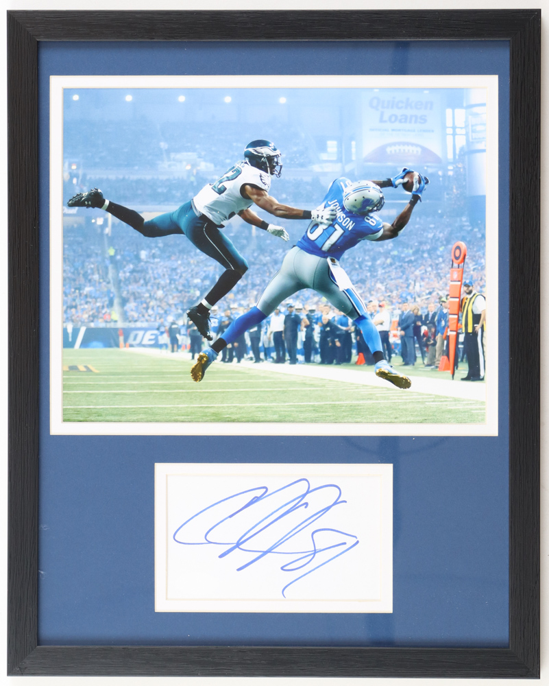 Calvin Johnson Signed Lions Custom Framed Cut Display (JSA) at PristineAuction.com Calvin Johnson Signed Lions Custom Framed Cut Display (JSA) at PristineAuction.com