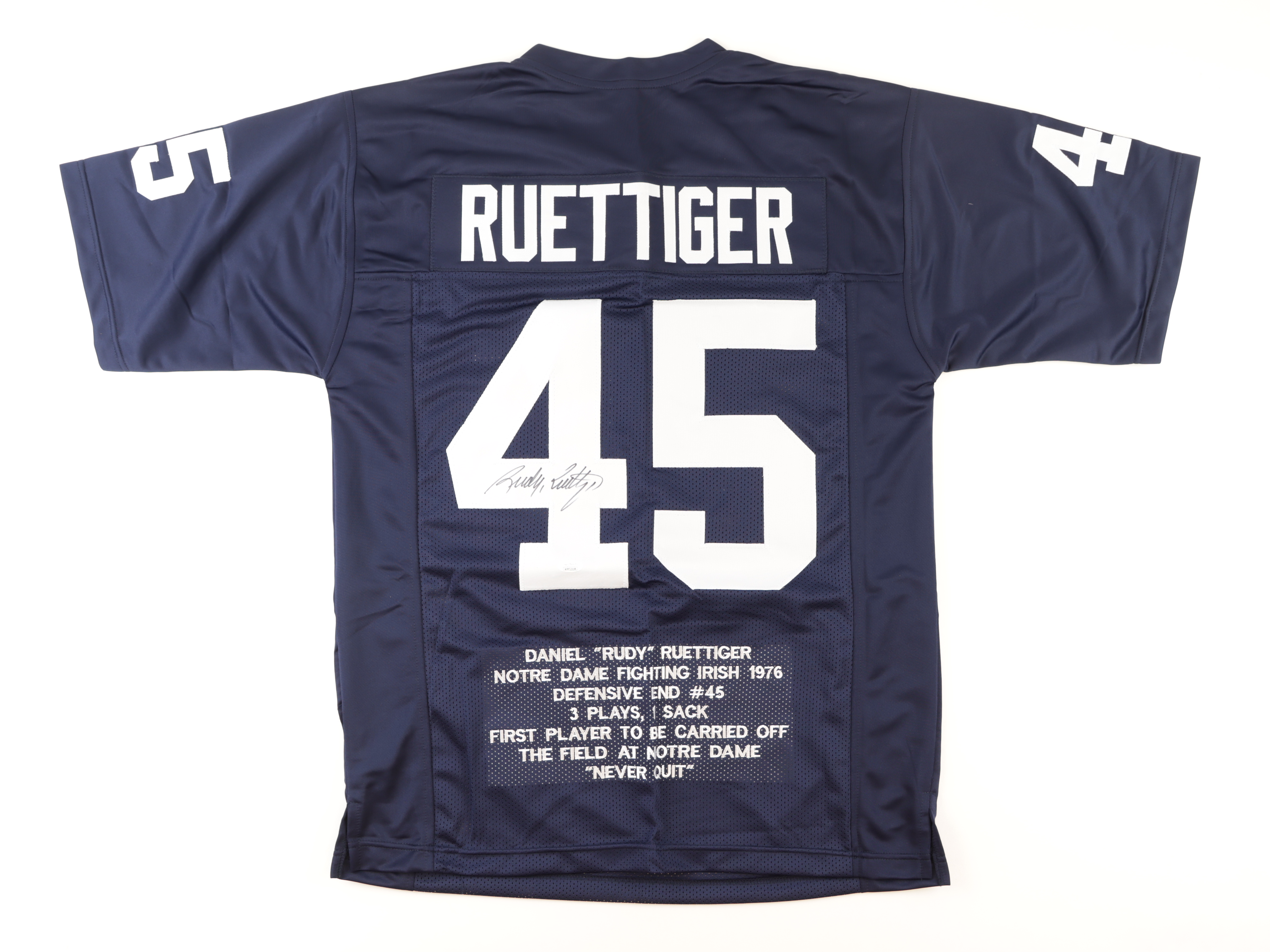 Rudy Ruettiger Signed Career Highlight Stat Jersey (JSA) at PristineAuction.com Rudy Ruettiger Signed Career Highlight Stat Jersey (JSA) at PristineAuction.com