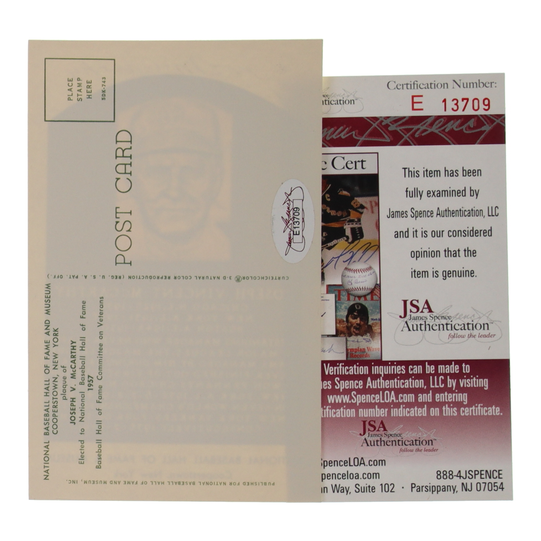 Joe McCarthy Signed Hall of Fame Plaque Postcard (JSA) at PristineAuction.com Joe McCarthy Signed Hall of Fame Plaque Postcard (JSA) at PristineAuction.com