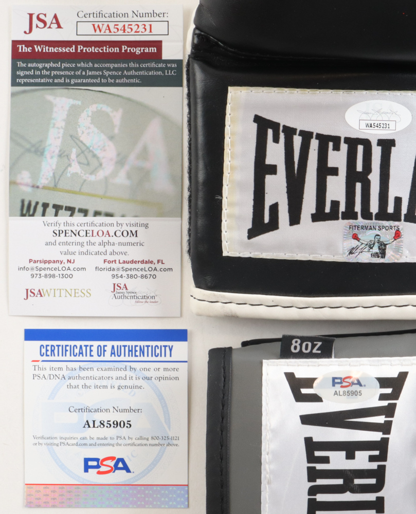 Mike Tyson & Michael Spinks Signed Pair OF Everlast Boxing Gloves Inscribed "Jinx" (JSA, Tyson & PSA) at PristineAuction.com Mike Tyson & Michael Spinks Signed Pair OF Everlast Boxing Gloves Inscribed "Jinx" (JSA, Tyson & PSA) at PristineAuction.com