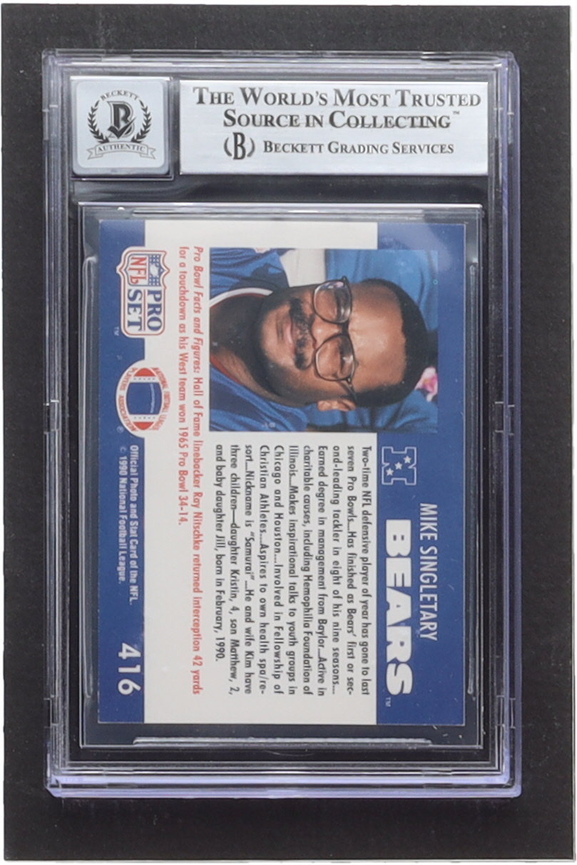Mike Singletary Signed 1990 Pro Set #416 PB (BGS) at PristineAuction.com Mike Singletary Signed 1990 Pro Set #416 PB (BGS) at PristineAuction.com