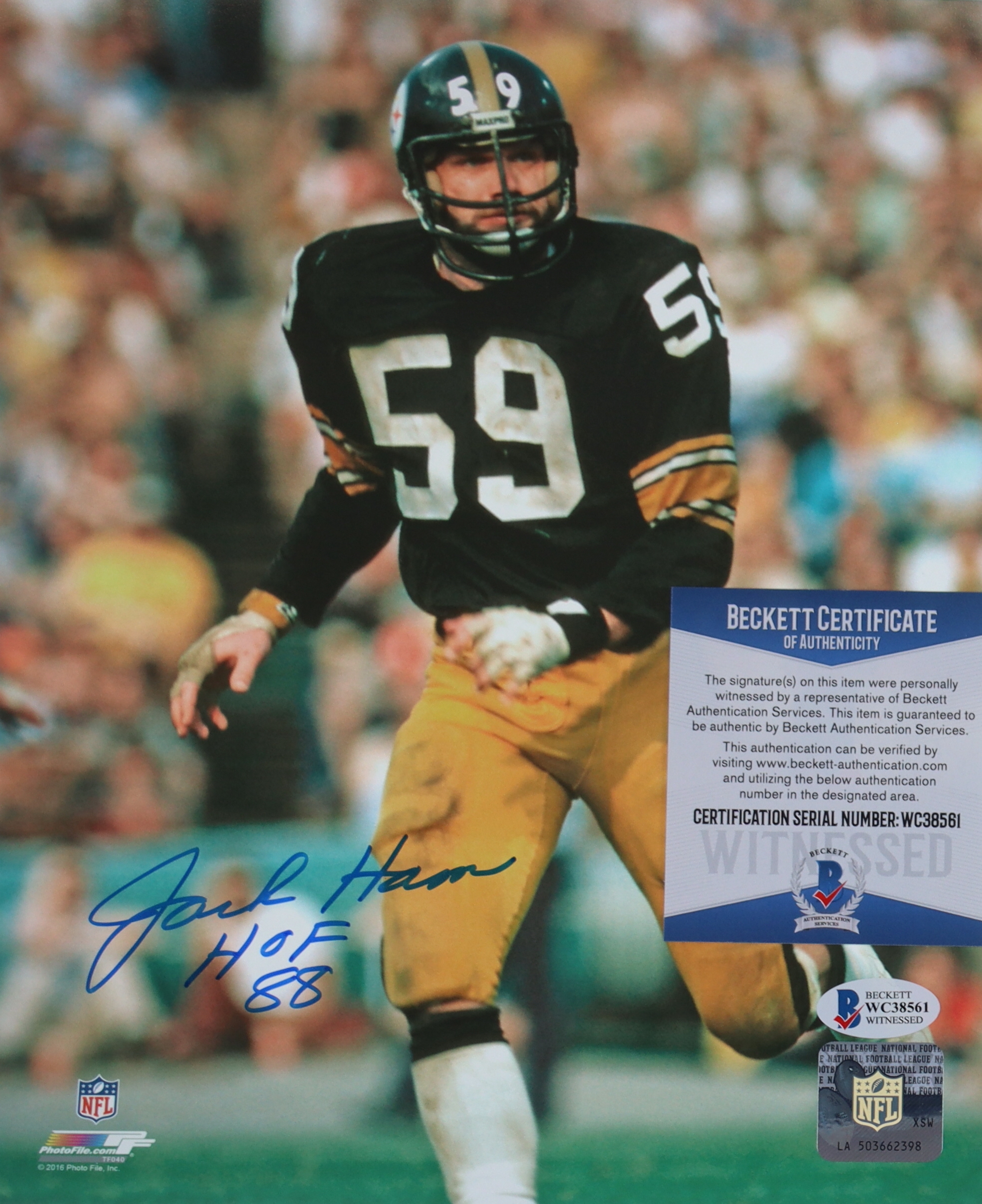 Jack Ham Signed Steelers 8x10 Photo Inscribed "HOF 88" (Beckett) at PristineAuction.com Jack Ham Signed Steelers 8x10 Photo Inscribed "HOF 88" (Beckett) at PristineAuction.com