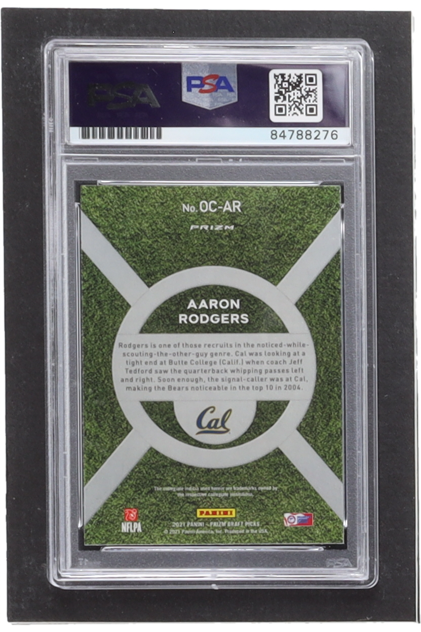 Aaron Rodgers Signed 2021 Panini Prizm Draft Picks On Campus #15 (PSA) at PristineAuction.com Aaron Rodgers Signed 2021 Panini Prizm Draft Picks On Campus #15 (PSA) at PristineAuction.com