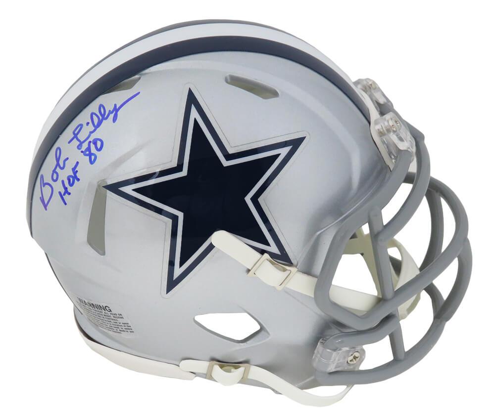 Bob Lilly Signed Cowboys Speed Mini Helmet Inscribed "HOF 80" (Schwartz) at PristineAuction.com Bob Lilly Signed Cowboys Speed Mini Helmet Inscribed "HOF 80" (Schwartz) at PristineAuction.com