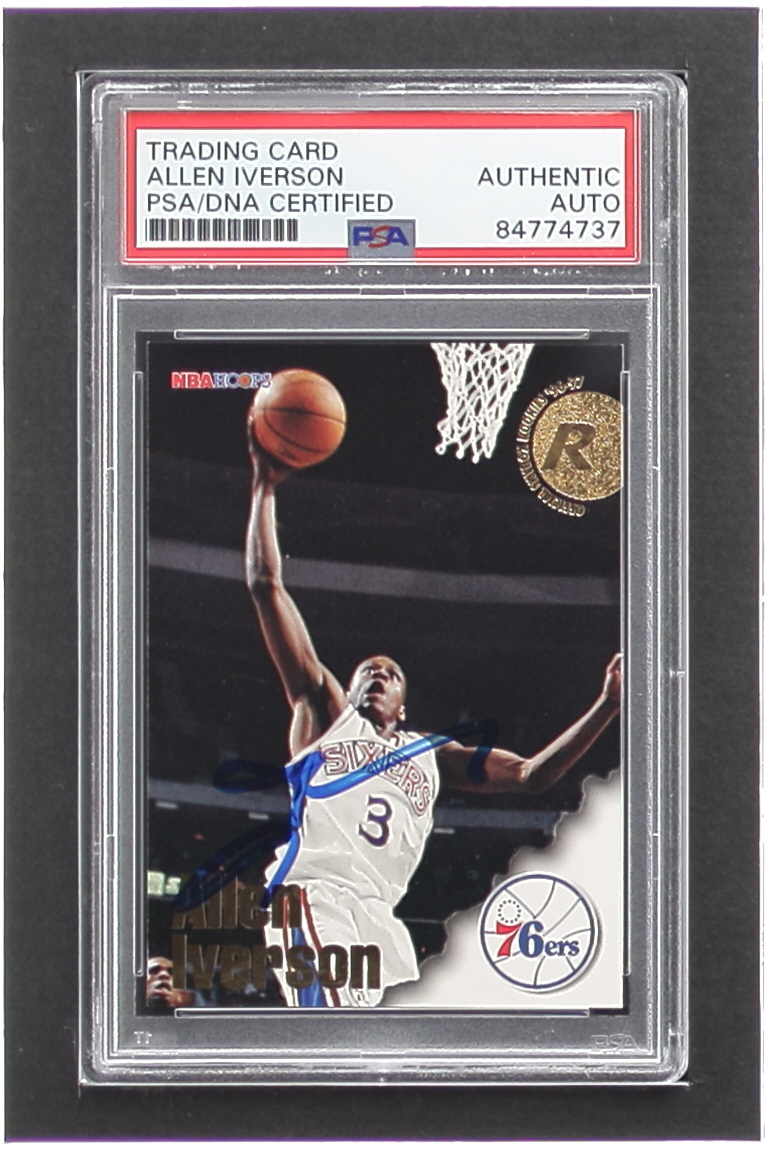Allen Iverson Signed 1996-97 Hoops #295 RC (PSA) at PristineAuction.com Allen Iverson Signed 1996-97 Hoops #295 RC (PSA) at PristineAuction.com
