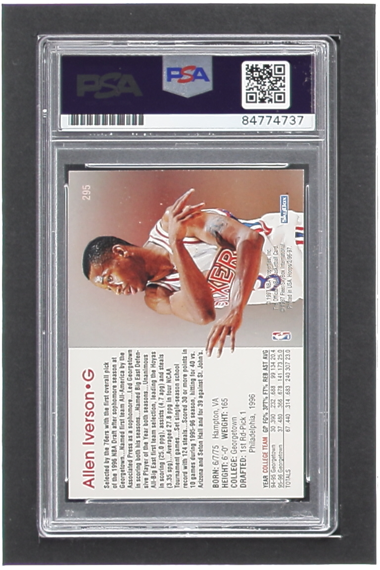 Allen Iverson Signed 1996-97 Hoops #295 RC (PSA) at PristineAuction.com Allen Iverson Signed 1996-97 Hoops #295 RC (PSA) at PristineAuction.com