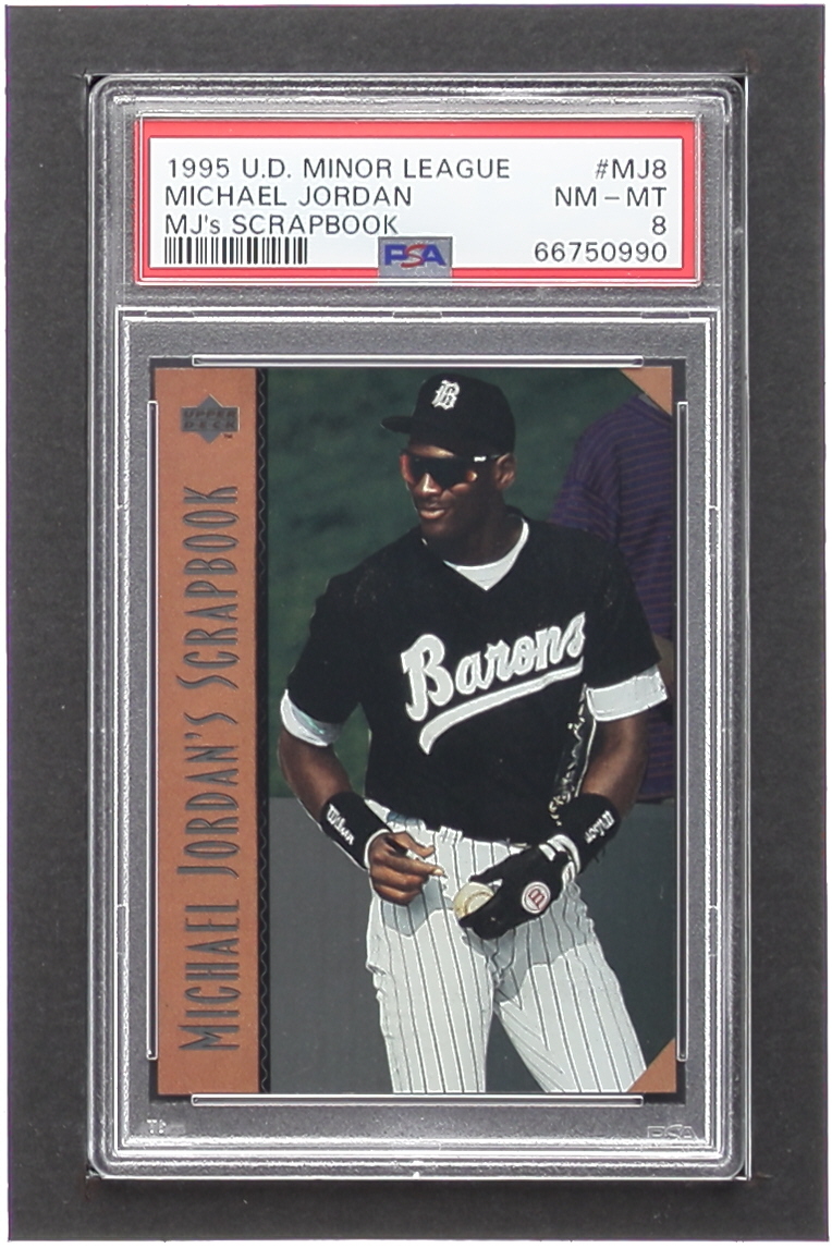 Michael Jordan 1995 Upper Deck Minors Michael Jordan Scrapbook #MJ8 (PSA 8) at PristineAuction.com Michael Jordan 1995 Upper Deck Minors Michael Jordan Scrapbook #MJ8 (PSA 8) at PristineAuction.com