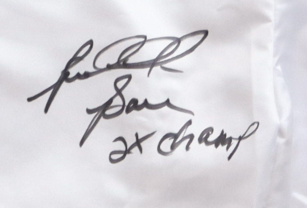 Riddick "Big Daddy" Bowe Signed Boxing Trunks Inscribed "2X Champ" (JSA) at PristineAuction.com Riddick "Big Daddy" Bowe Signed Boxing Trunks Inscribed "2X Champ" (JSA) at PristineAuction.com