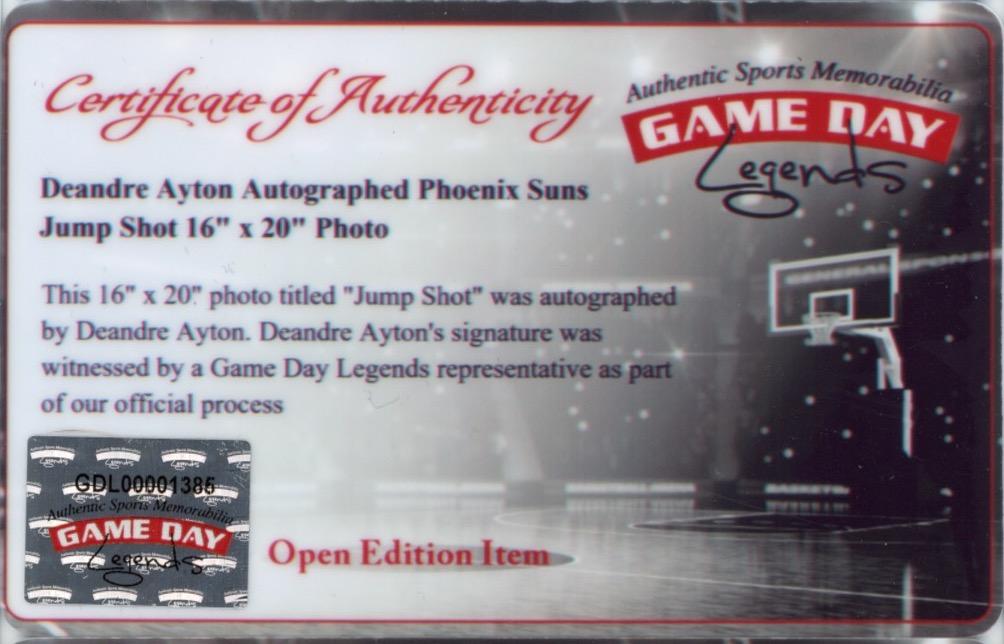 Deandre Ayton Signed 16x20 Photo (GameDay Legends & Steiner) at PristineAuction.com Deandre Ayton Signed 16x20 Photo (GameDay Legends & Steiner) at PristineAuction.com