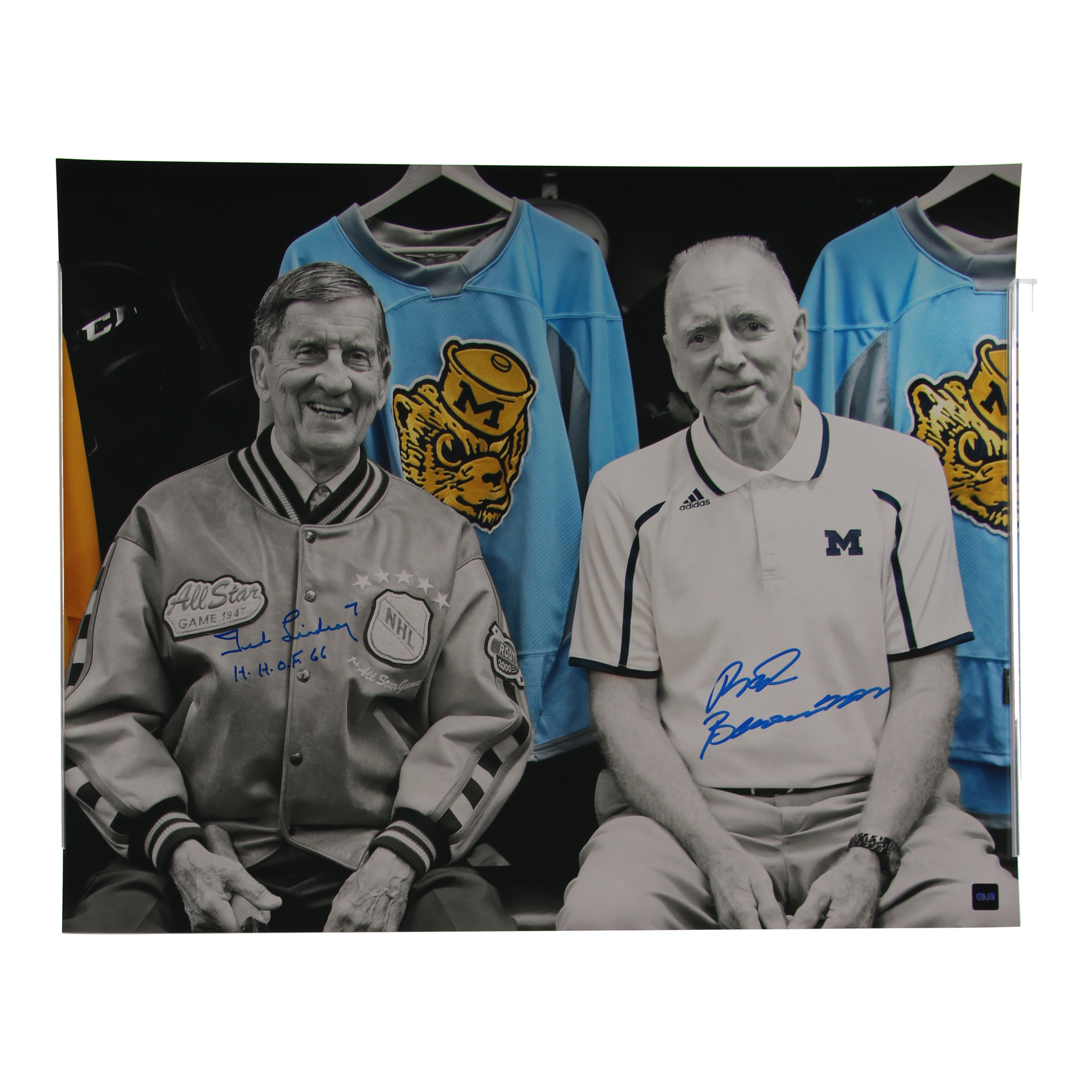 Ted Lindsay & Red Berenson Signed University Of Michigan Wolverines 16x20 Photo Inscribed "H.H.O.F. 66" (COJO) at PristineAuction.com Ted Lindsay & Red Berenson Signed University Of Michigan Wolverines 16x20 Photo Inscribed "H.H.O.F. 66" (COJO) at PristineAuction.com