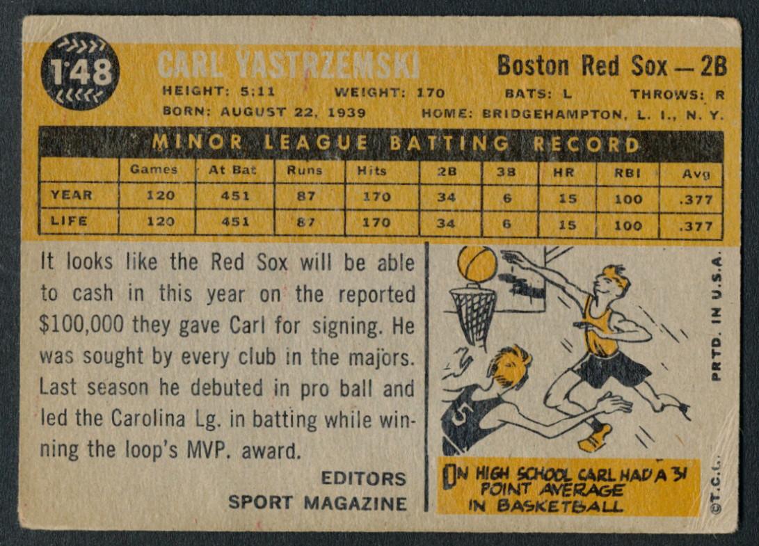 Carl Yastrzemski 1960 Topps #148 RS RC at PristineAuction.com Carl Yastrzemski 1960 Topps #148 RS RC at PristineAuction.com