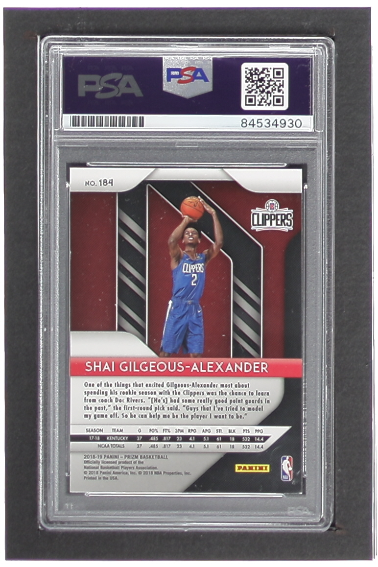 Shai Gilgeous-Alexander Signed 2018-19 Panini Prizm #184 RC (PSA) at PristineAuction.com Shai Gilgeous-Alexander Signed 2018-19 Panini Prizm #184 RC (PSA) at PristineAuction.com