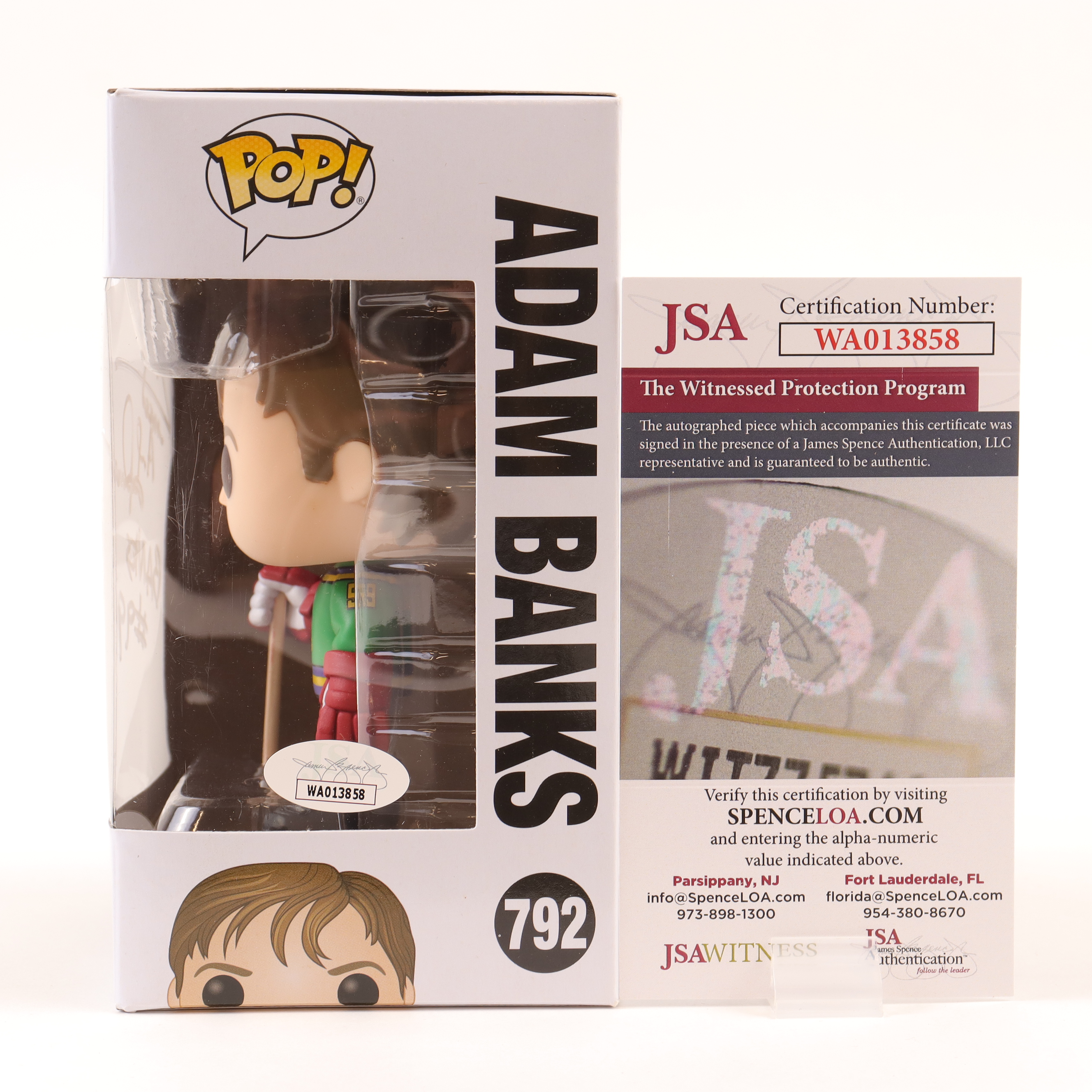 Vincent LaRusso Signed "Adam Banks" #792 The Mighty Ducks Funko Pop! Vinyl Figure Inscribed "Banks #99" (JSA) at PristineAuction.com Vincent LaRusso Signed "Adam Banks" #792 The Mighty Ducks Funko Pop! Vinyl Figure Inscribed "Banks #99" (JSA) at PristineAuction.com