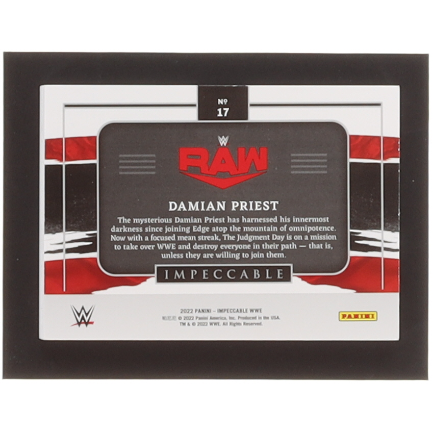 Damian Priest 2022 Panini Impeccable WWE Silver WWE Logos #17 #30/35 at PristineAuction.com Damian Priest 2022 Panini Impeccable WWE Silver WWE Logos #17 #30/35 at PristineAuction.com