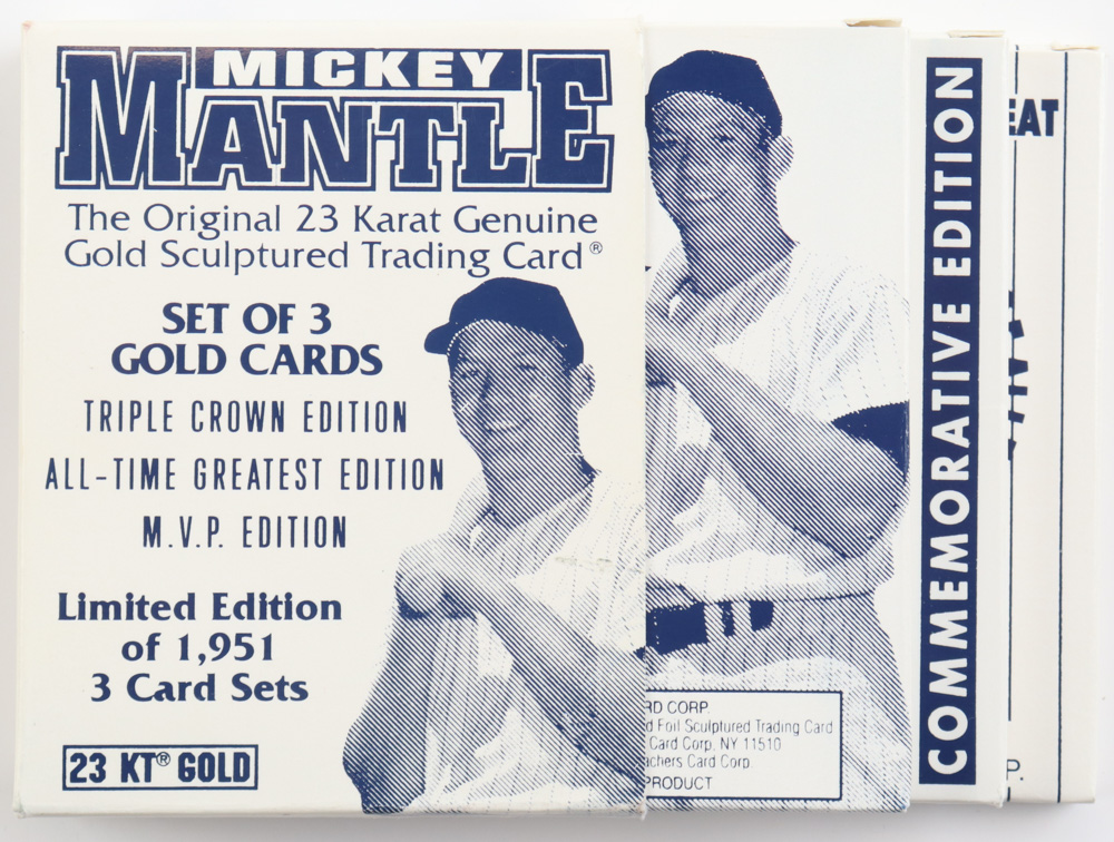 Complete Set of (3) LE 1997 Bleachers Mickey Mantle 23KT Gold Cards at PristineAuction.com Complete Set of (3) LE 1997 Bleachers Mickey Mantle 23KT Gold Cards at PristineAuction.com