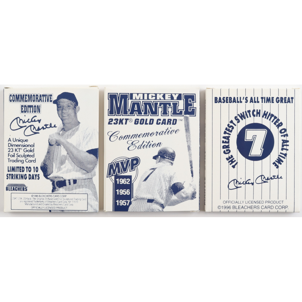 Complete Set of (3) LE 1997 Bleachers Mickey Mantle 23KT Gold Cards