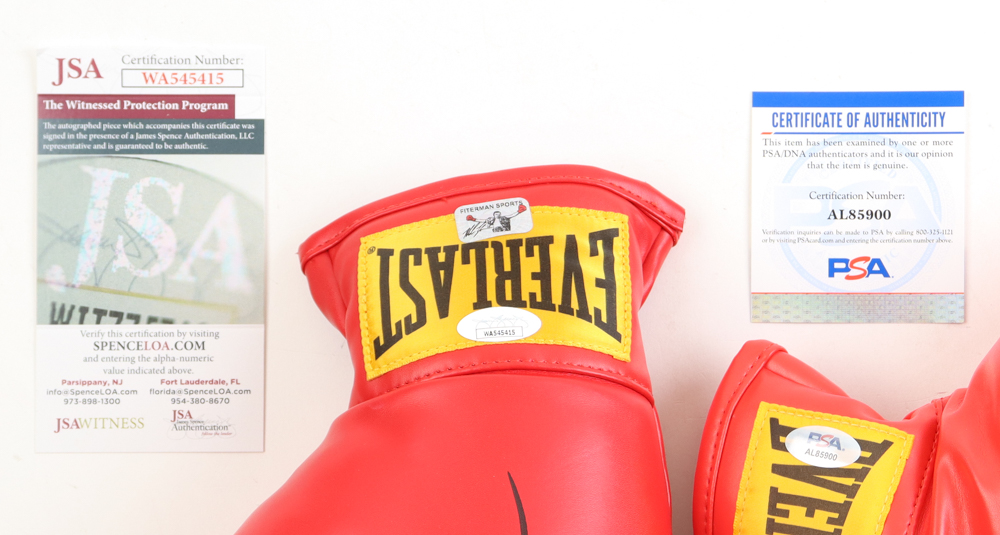 Mike Tyson & Michael Spinks Signed Pair of (2) Everlast Boxing Gloves Inscribed "Jinx" (JSA, Tyson & PSA) at PristineAuction.com Mike Tyson & Michael Spinks Signed Pair of (2) Everlast Boxing Gloves Inscribed "Jinx" (JSA, Tyson & PSA) at PristineAuction.com